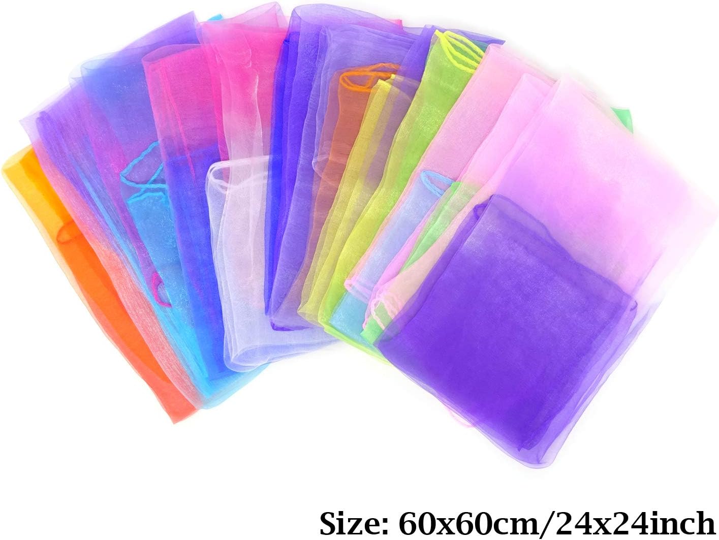 Honbay 12PCS Gradient Color Square Scarves Juggling Scarves Silk Dance Scarves Performance Props,24 x 24 Inch