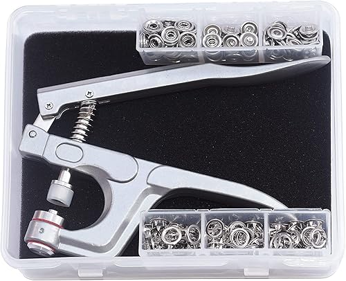Botones de presión de metal con alicates de cierre, kit de herramientas de prensa, juego de 50 broches de jersey de 0.433 in para bricolaje, costura