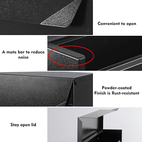 Vista 45 de KYODOLED - Buzón de pared, buzón de correo de gran capacidad, buzón de metal galvanizado a prueba de óxido, buzones para exteriores, 15.75 x 9.44 x