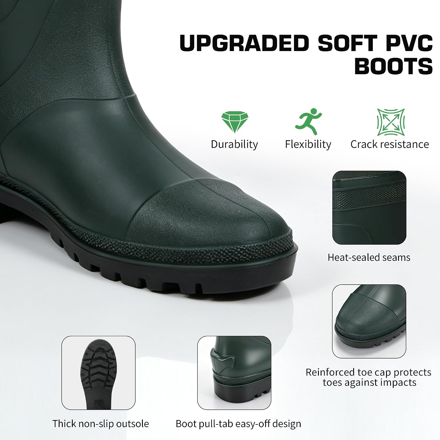 Toowild Bootfoot Chest Waders for Men and Women, 2-Ply Nylon/PVC Waterproof Waders with Anti-Slip Boots for Fishing, Hunting & Outdoor Use