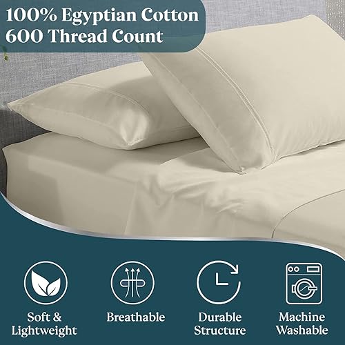 Miniatura 9 de Juego de sábanas Flex de cabeza dividida tamaño King, 100 % algodón de 600 hilos en la parte superior dividida, juego de sábanas para cama de número