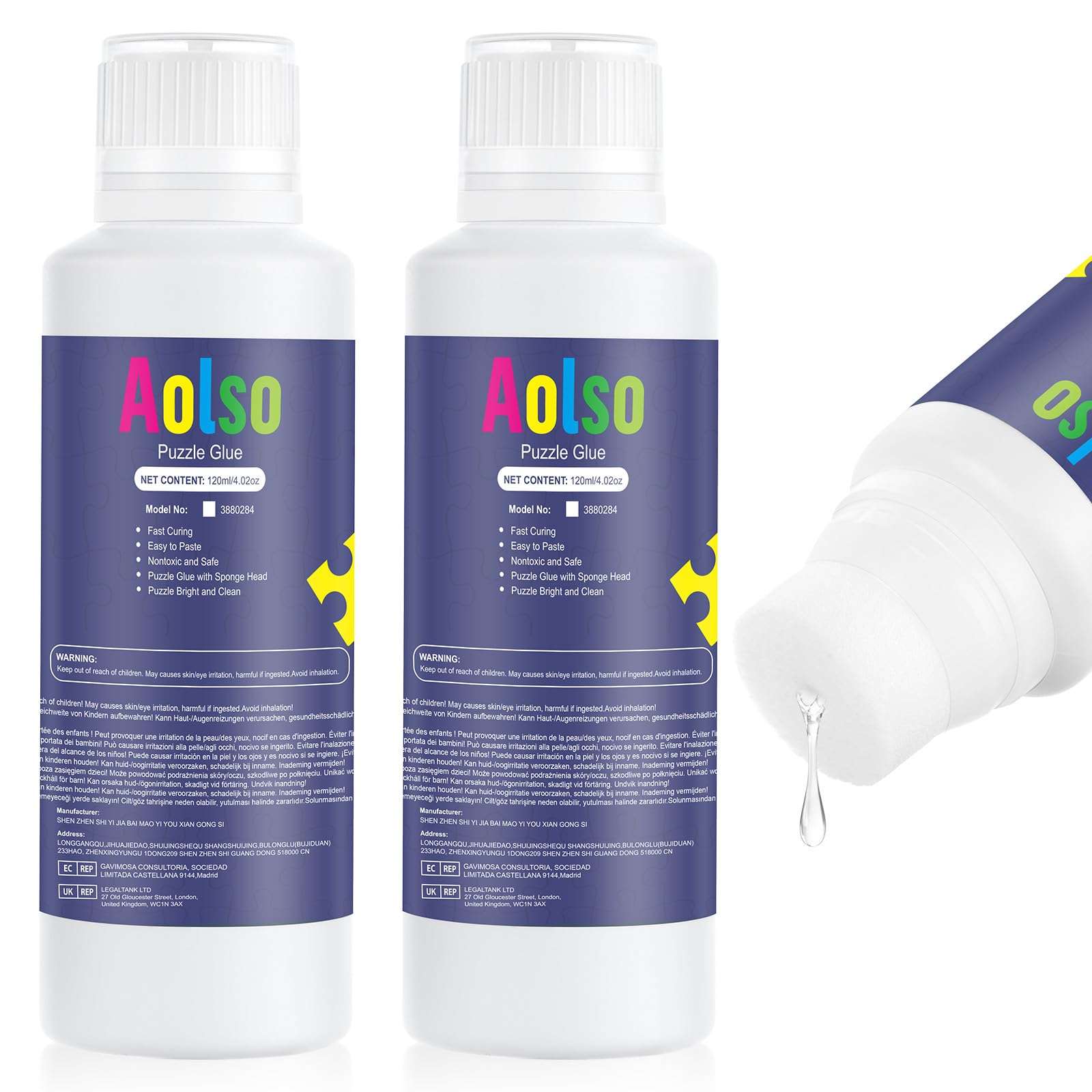 Aolso Puzzle Glue – 2 Units 120ML for Transparent Puzzles, Compatible with 1000/1500/3000 Pieces – Non-Toxic PVA