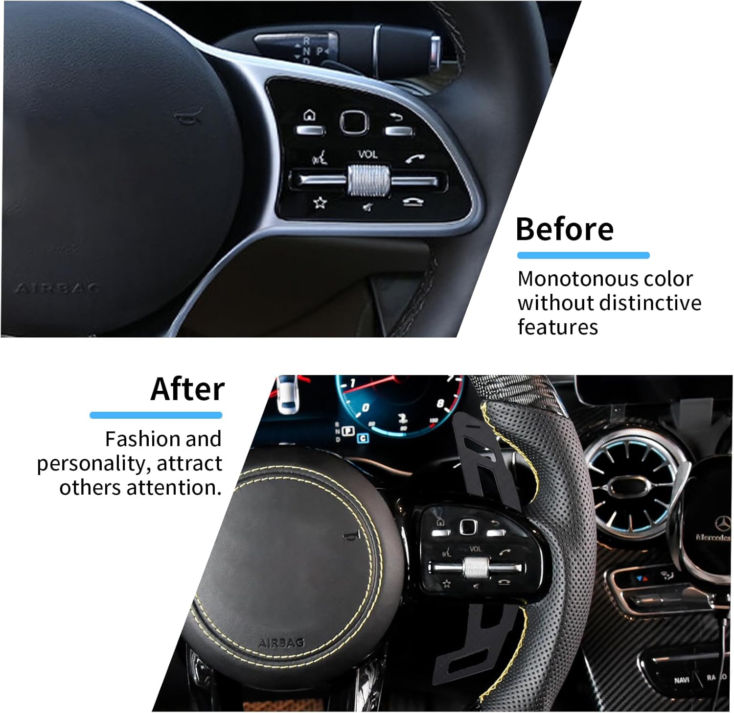 Magnetic Steering Wheel Paddle Shifter for Mercedes-Benz W205 W253 C253 W166 GLE W213 W177 W204 2015-2020, Carbon Fiber Paddle Extension Interior Decoration Accessories