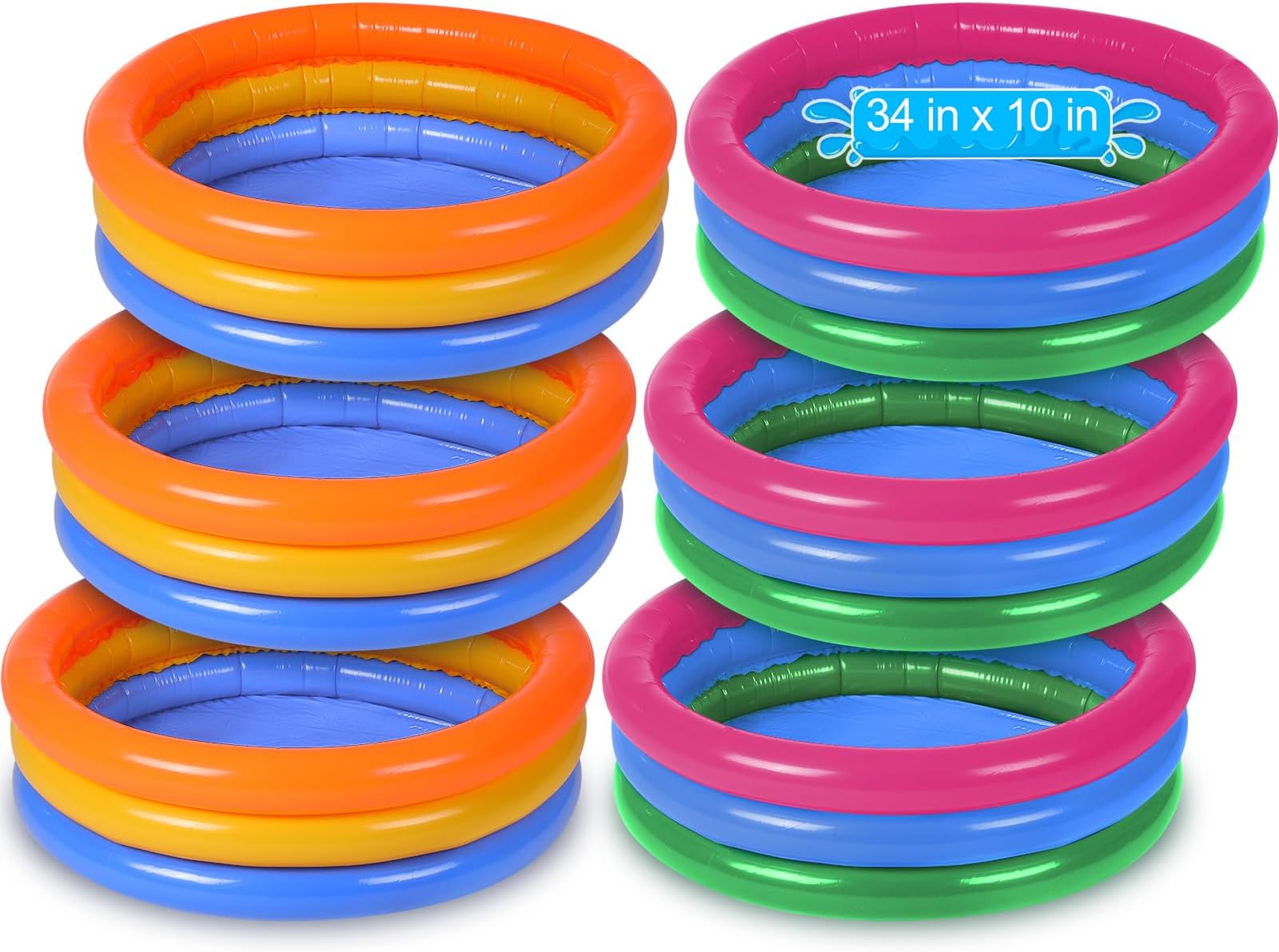 Sloosh Inflatable Kiddie Pool Small Baby Pool 3 Color Rings