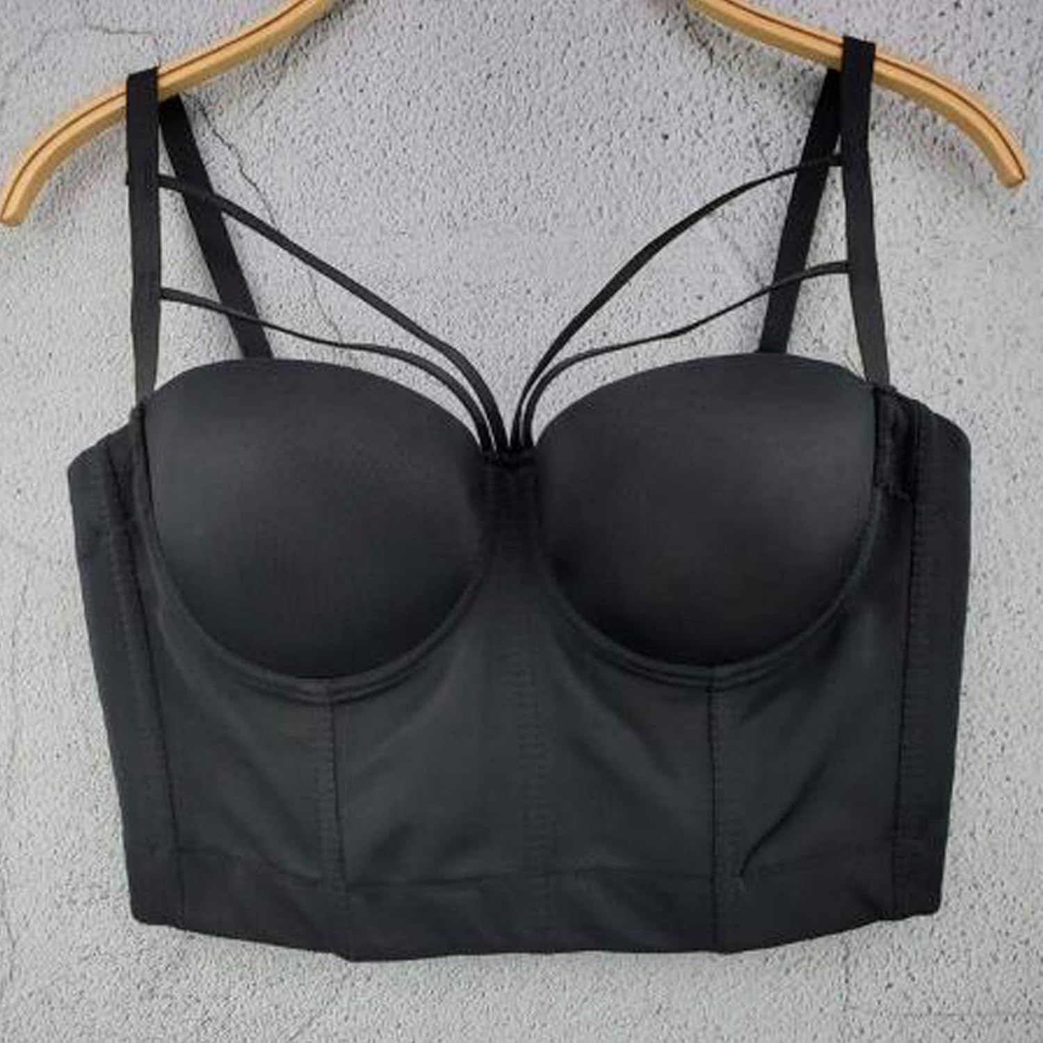 Women's Cross Cut Smooth Wedding Party Gothic Bustier Crop Top Bra Vest Caged Cropped Top - Image 3