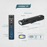 Vista 9 de OLIGHT Arkfeld UV Rechargeable EDC Flashlight, 1000 Lumens White LED and 365nm Blacklight Combo for Outdoors, Emergency, Working, Pet Urine