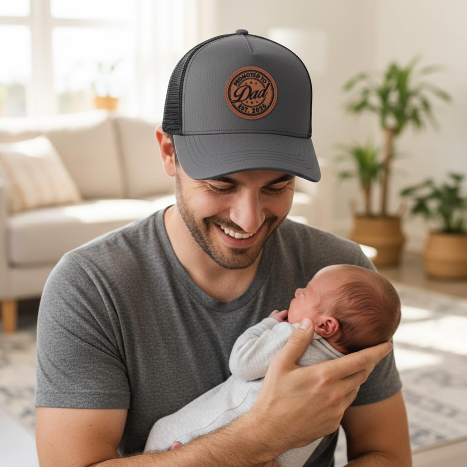 Promoted to Dad Est. 2026 Trucker Hat - Adjustable Fathers Day/Birthday Gift for New Dad Papa Daddy - Image 6