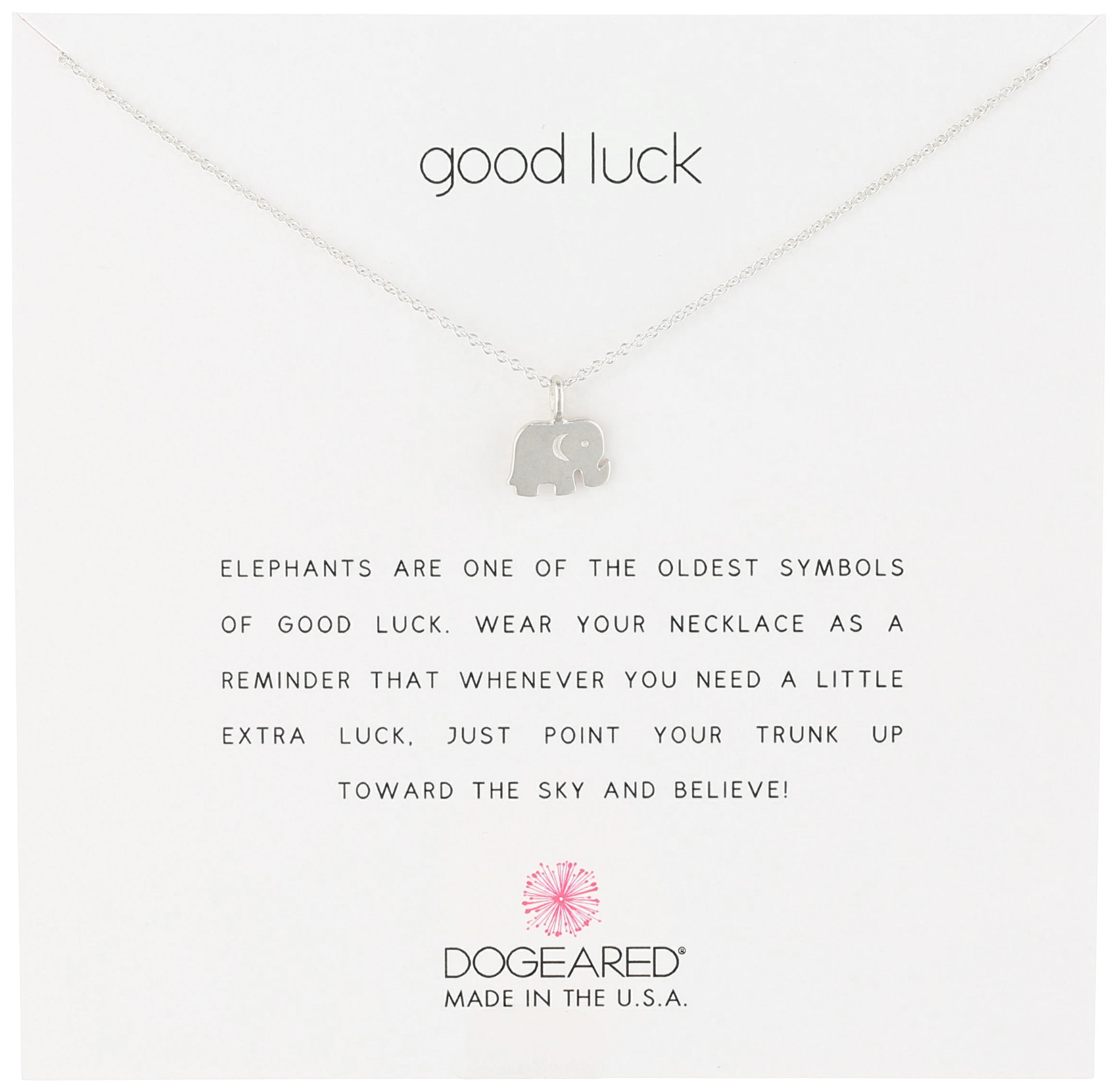 Reminder "Good Luck" Elephant Pendant Necklace, 16"
