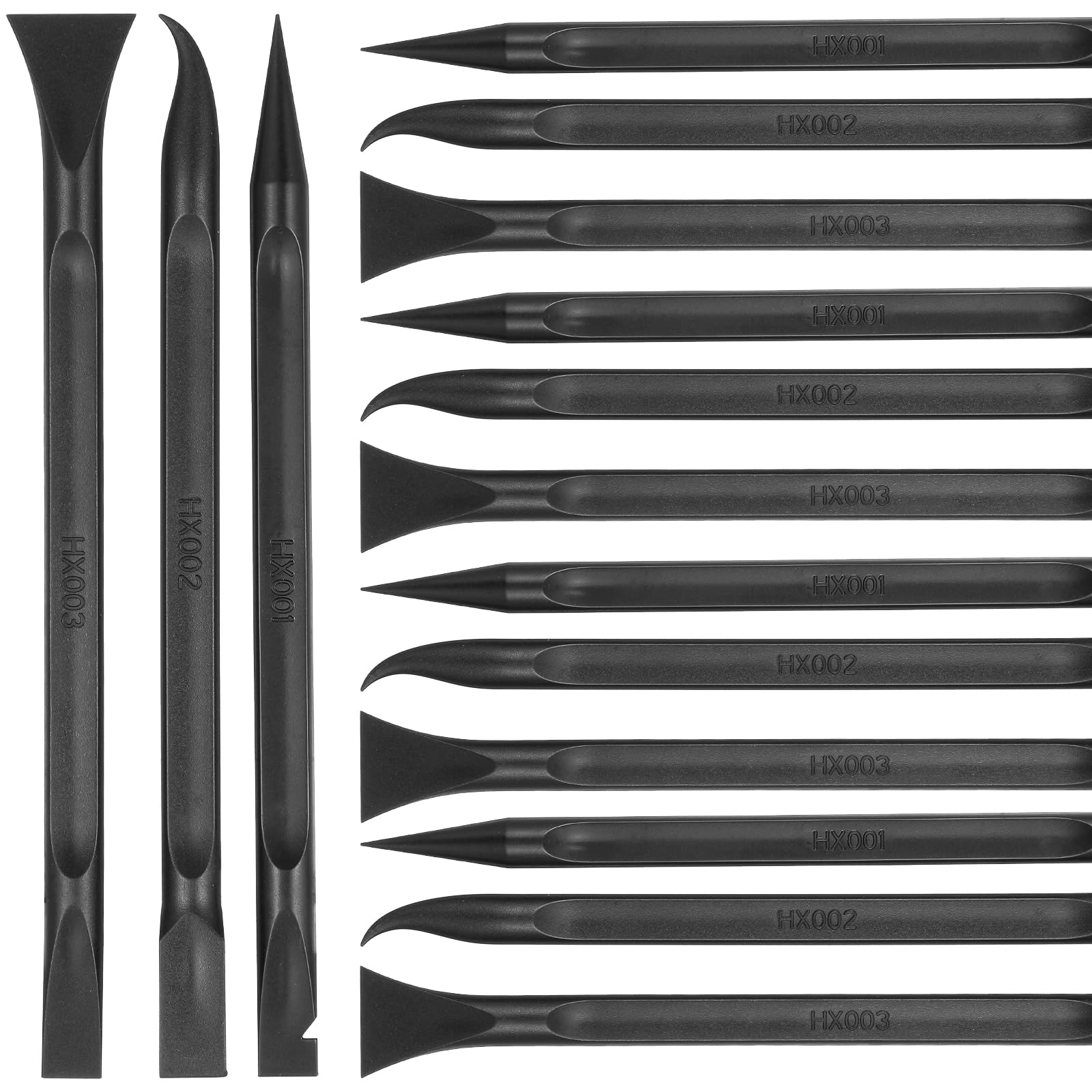 FNANJWQ 15 Pieces Plastic Scraper Tool Non Scratch Crevice Cleaning Sticker Remover Car Detailing Supplies Multi-Purpose Scrapers Tool for Removing Stickers Labels Oil Stains Food Dirt (Black)