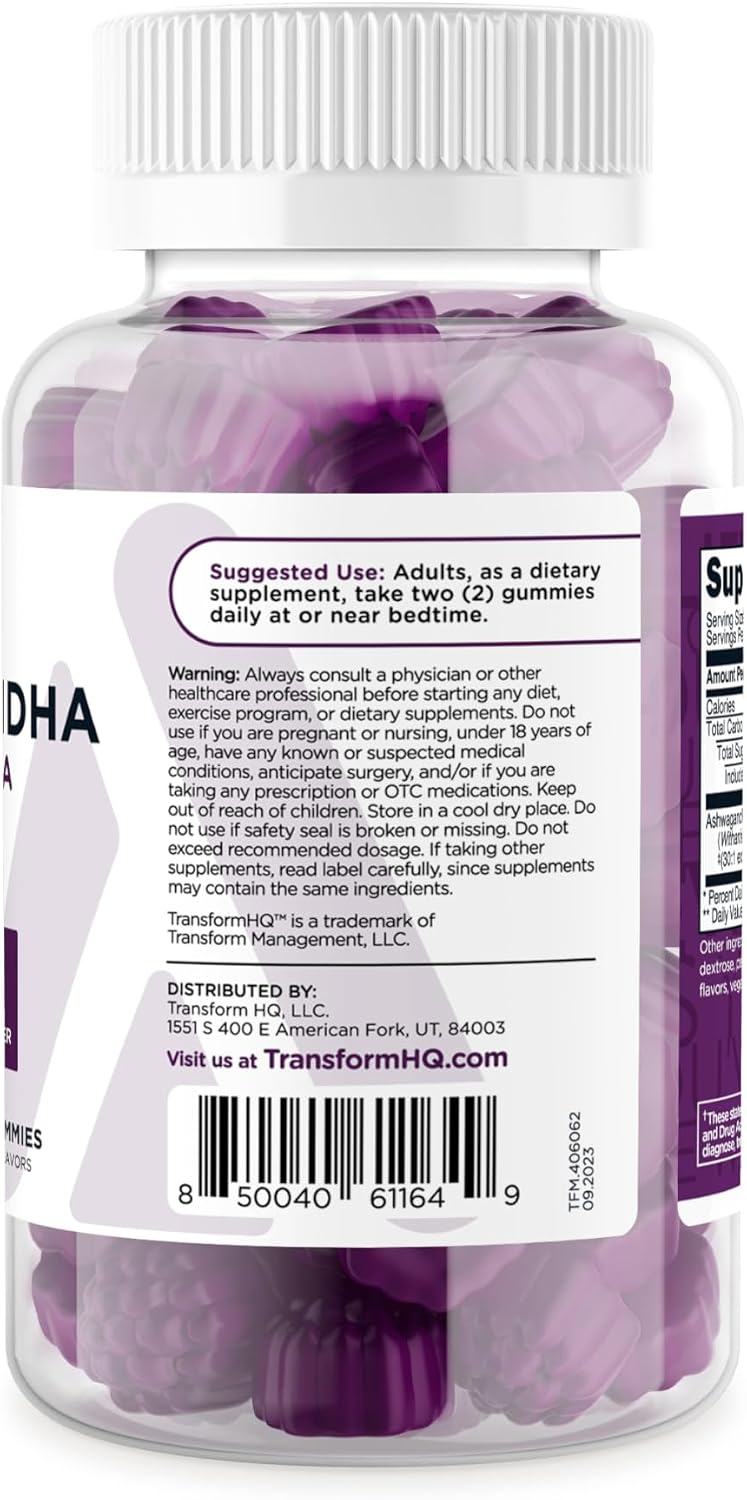 TransformHQ Ashwagandha (Mixed Berry) 60 Gummies for 30 Servings Per Bottle