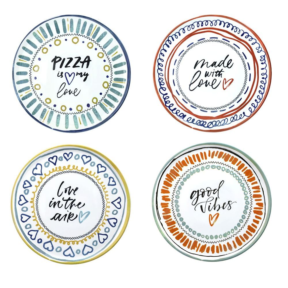 Andrea Fontebasso Set 4 Piatti Pizza Ø33 cm in porcellana - Linea Cinzia (Cuore)