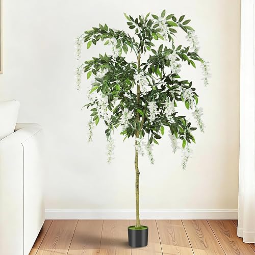 6FT Ficus Tree Artificial Indoor Tall Faux Wisteria Tree in