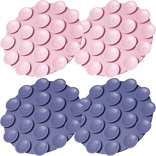 (4 in 1) Orzero Silicone Suction Cups Phone Case Adhesive Mount Compatible for All iPhone and Android Cellphones, Strong Adhesion Holder for Selfies and Videos - BlueX2, Chalk PinkX2
