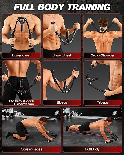 Miniatura 6 de Saker Twister Arm Trainer, equipo de entrenamiento hidráulico 3 en 1 con rueda de rodillo abdominal, entrenador de brazo ajustable de 22 a 440