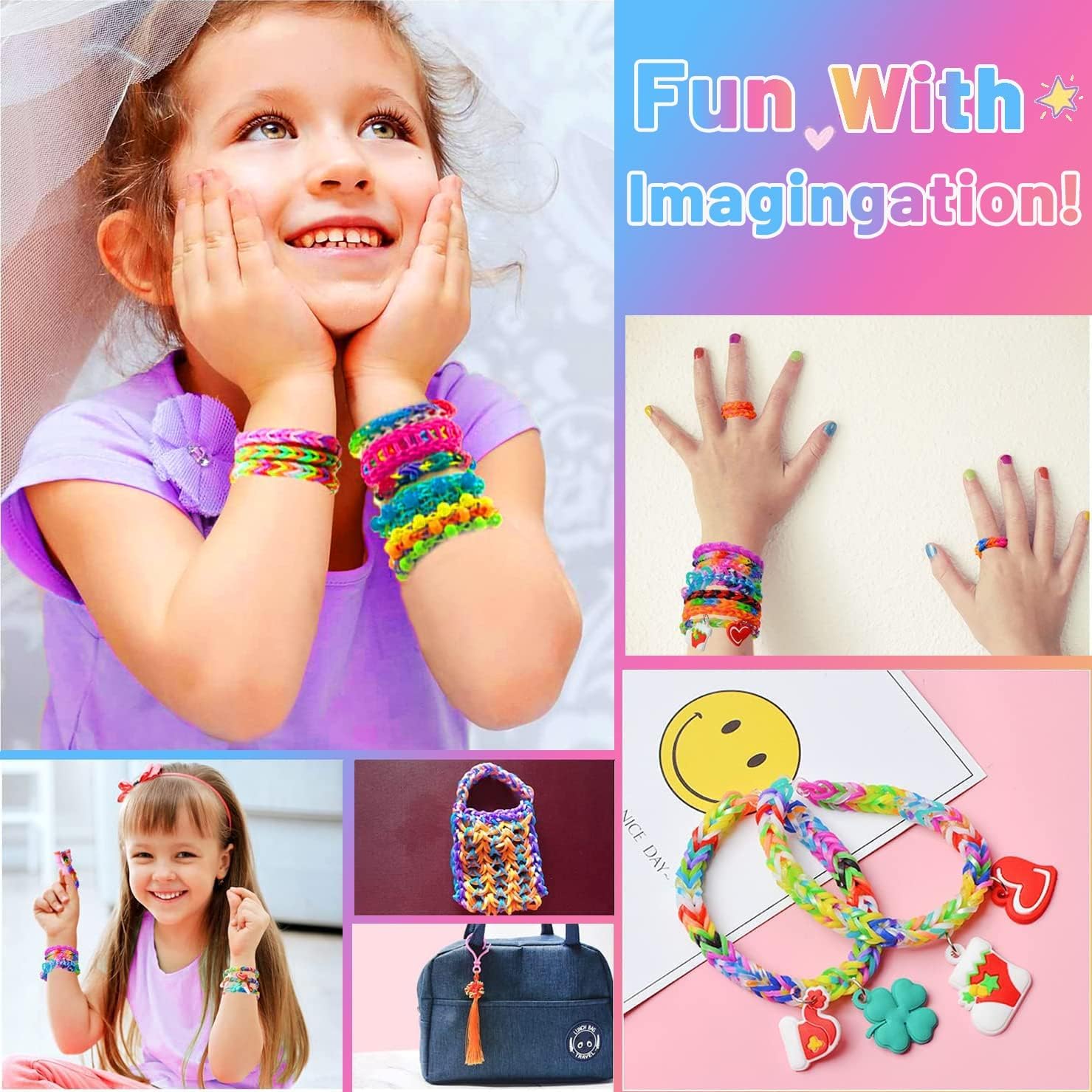 Nestling Kit Elastici per Braccialetti, 2500+ DIY Loom Nastri, 32 Colori Per Creare Gioielli, Perline, Regalo Giocattolo