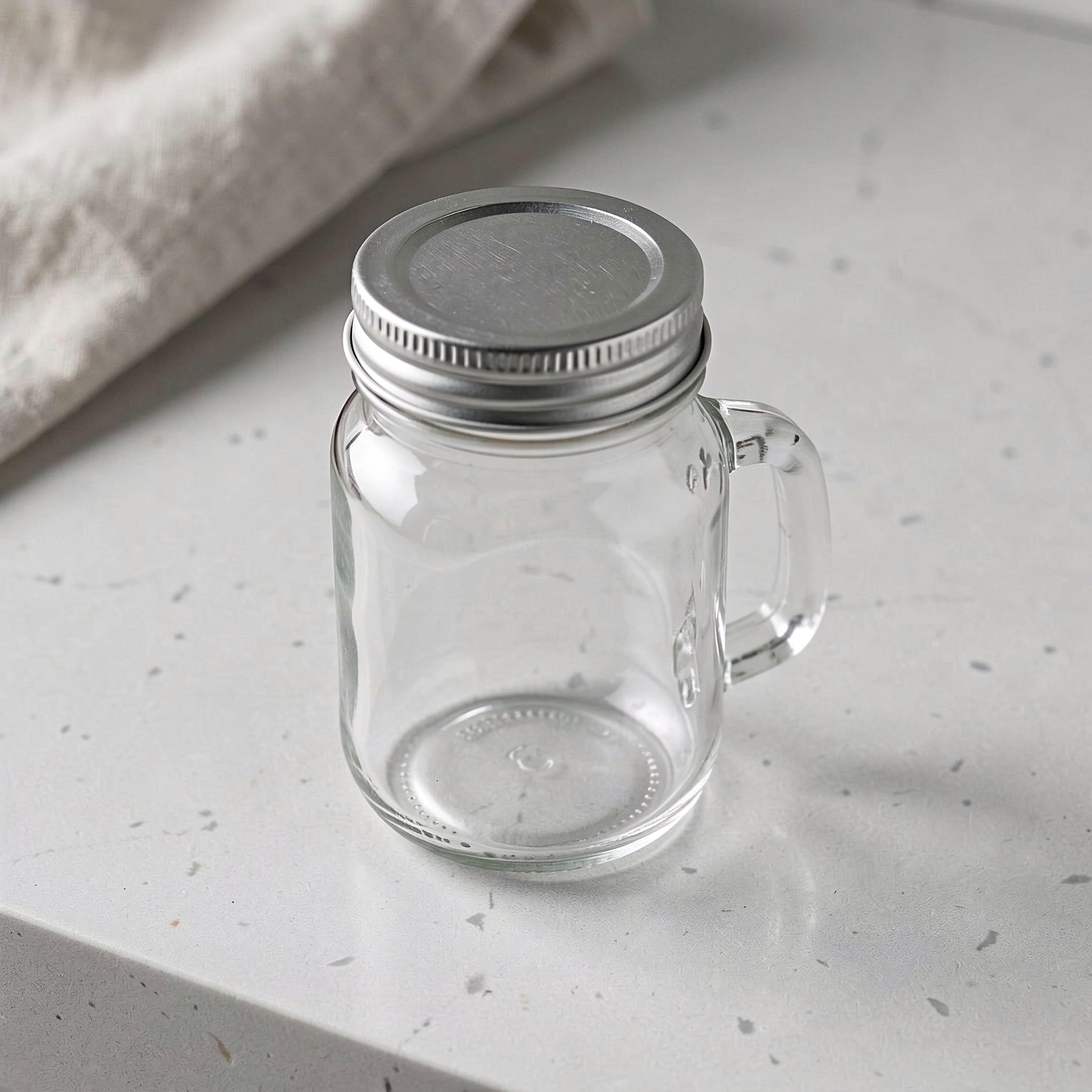 Lot de 8 bocaux en verre avec poignée et couvercle, tasses Mason