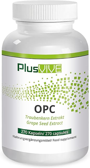 Plusvive OPC capsules with Grape Seed Extract from French Grapes, (400 mg)