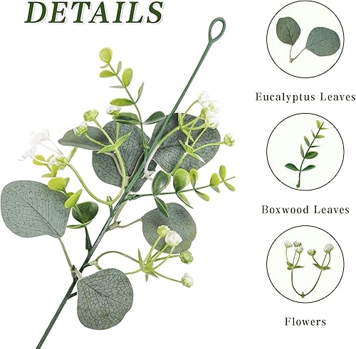 Miniatura 2 de 2 guirnaldas artificiales de eucalipto de 5.9 pies con flores blancas, enredaderas falsas de dólar de plata sintética para colgar centros de mesa,