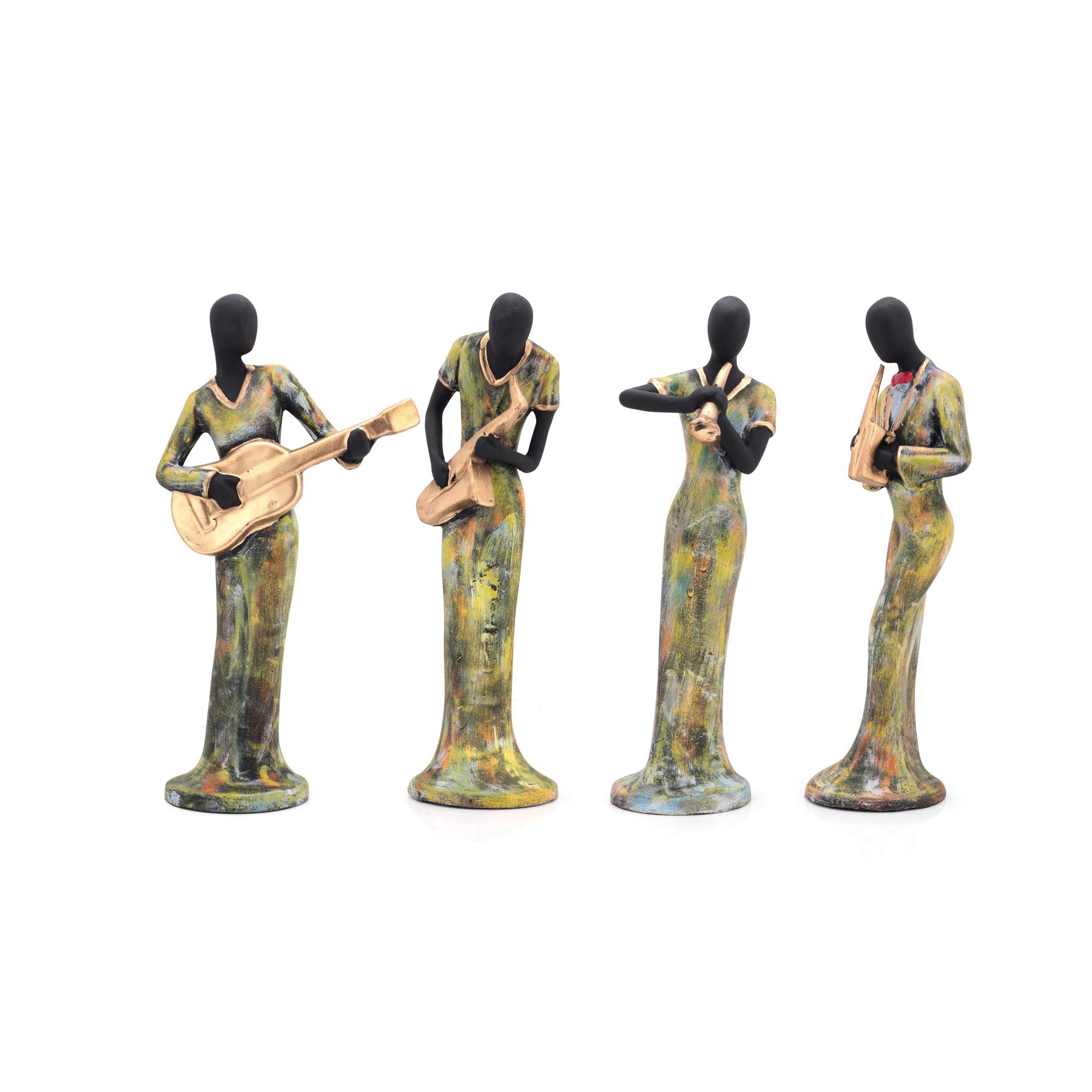 zart Resin Musical Instrument Showpiece, Set of 4 (Gold)