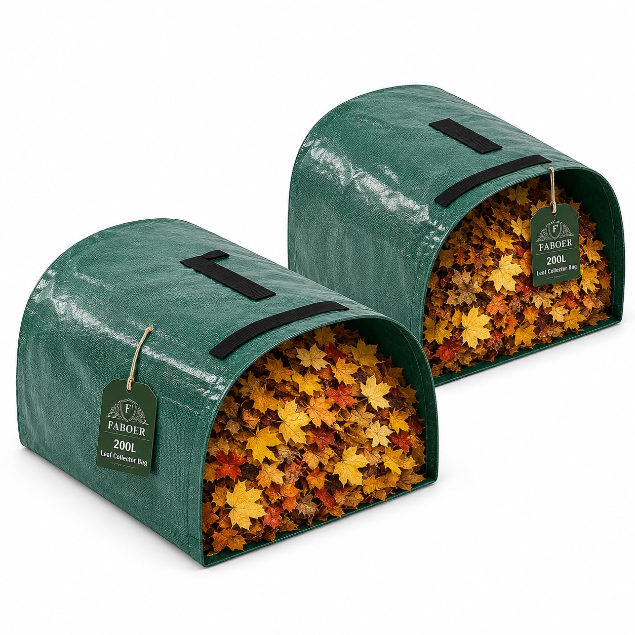 Faboer Green 2-Pack 200L Leaf Collector Reusable Yard Waste Bags Lawn Leaf Bags With Dustpan-Style Opening And Handle, For Leaves,Grass,Storm Debris,Construction Waste, Heavy-Duty&Foldable