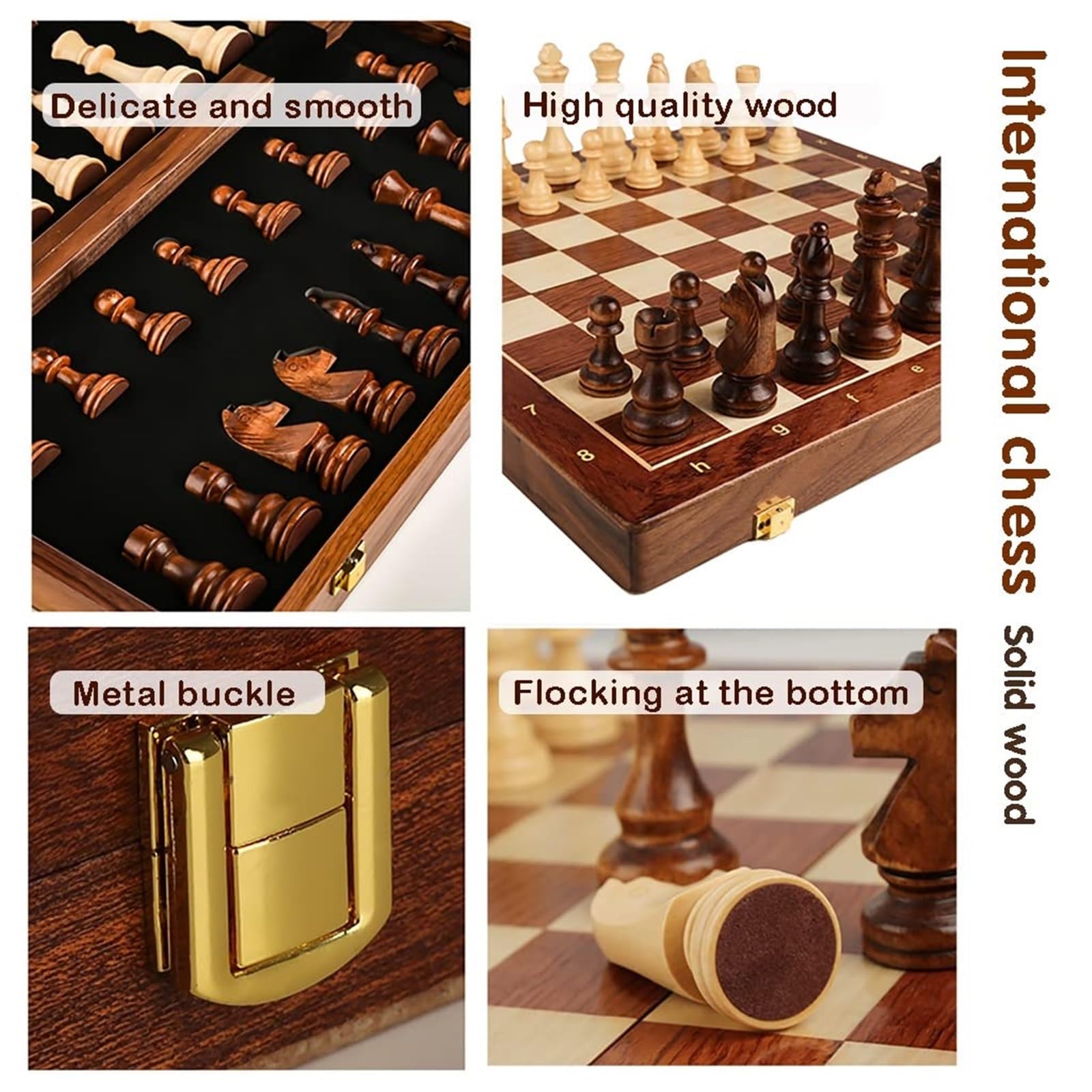ajedrez magnetico Juego de ajedrez Plegable de Nogal con Almacenamiento, Tablero portátil for Adultos y niños, Ideal for Viajes y Juegos Familiares.(45 * 45cm)