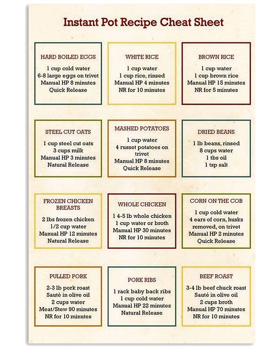 peiyeety Chef Knowledge Metal Signs Retro Kitchen Decor Instant Pot Recipe Cheat Sheet Posters Home Club Wall Decor Printing Plaque es 8"x12"