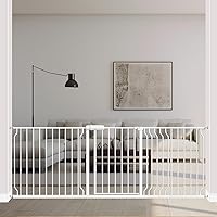 Vista 17 de ALLAIBB Soporte de presión extra ancho para puerta de bebé con cierre automático, puerta de seguridad de metal blanco para escaleras y puertas, a