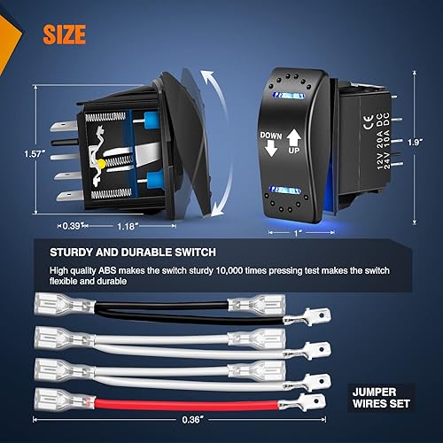 Vista 84 de Nilight Interruptor basculante momentáneo (ON) - Apagado (ON) Interruptores de palanca DPDT 7Pin 12V 24V encendido apagado en interruptor LED