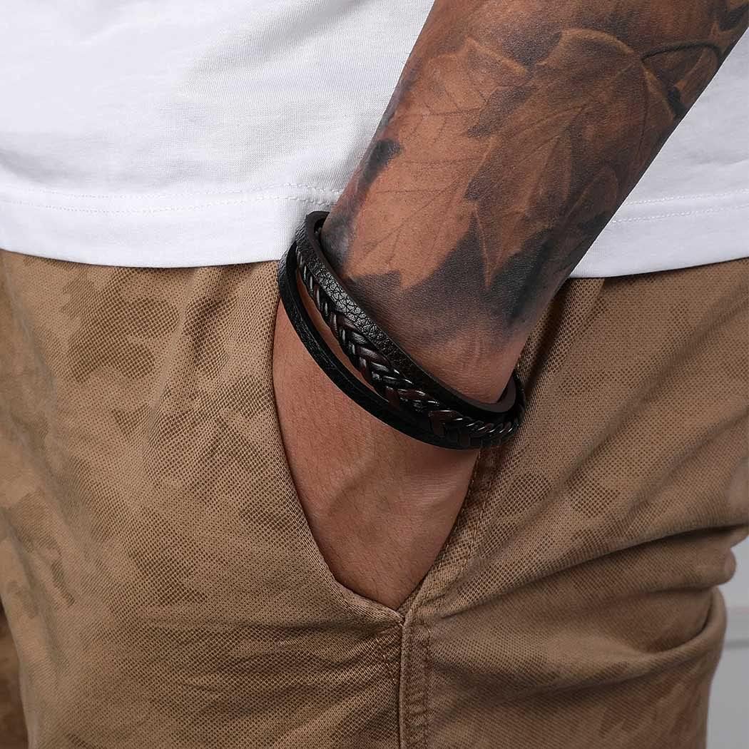 Branets Men's Leather bracelet in Brown - Image 3