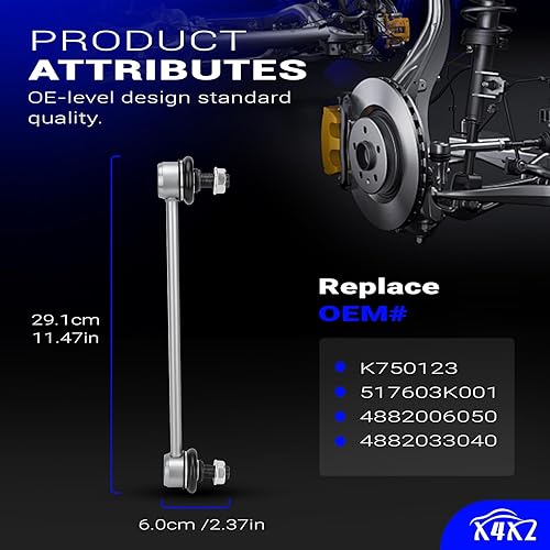 Miniatura 6 de Varillas de barra estabilizadora delantera de aleación de zinc-níquel para Toyota Avalon 2013-2018, Camry 2007-2017, Lexus ES300h 2013-2018 y Lexus