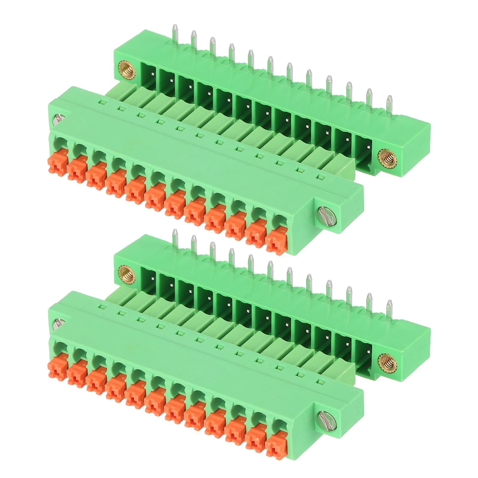 sourcing map 2 Set 3.81 mm 0.15" Pitch Terminal Block, 12 Right Angle Pin Spring PCB Mount Terminal Block Pluggable Male & Female Circuit Board Connector 300V 8A for 26-16AWG Cable