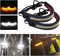 Vista 2 de 2 piezas de luz de señal de giro LED para motocicleta, luz de señal de giro DRL de horquilla, luces de circulación diurna flexibles de doble
