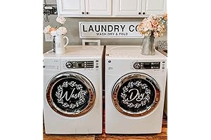 Washer and Dryer Decals for Laundry Room, Vinyl Floral Wreath Decals, 13.25" Round