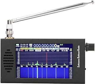 Fockety Receptor SDR DSP, 100 KHz-149 MHz CW AM SSB (LSB USB) WFM MW HAM Receptor de rádio portátil de ondas curtas com tela sensível ao toque de 4,3 polegadas, antena e bateria de 5000 mAh, liga de alumínio