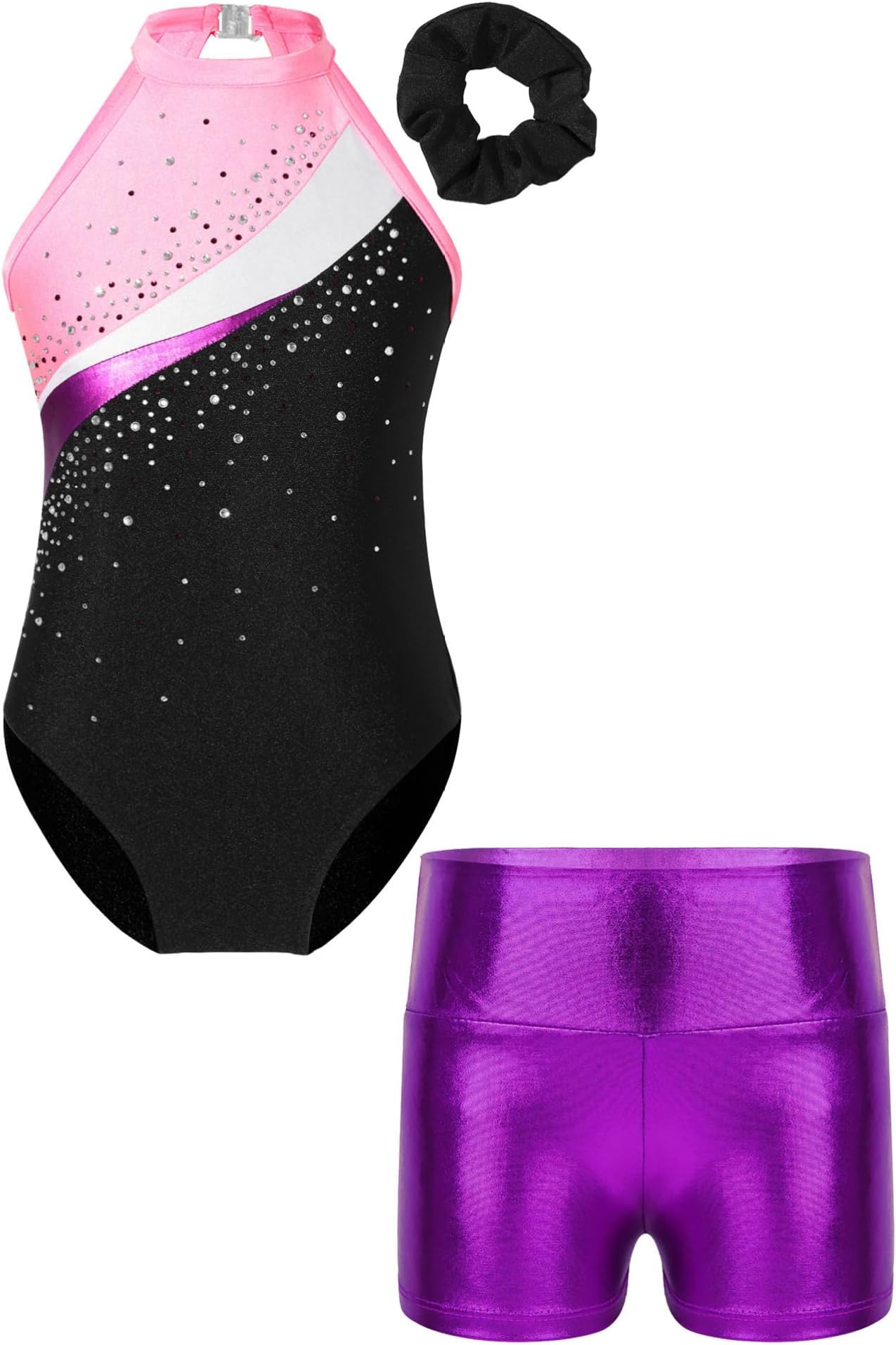 CHICTRY Kids Girls Sleeveless Gymnastics Leotard Ballet Dance Biketard with Shorts Hair Band Set Dancewear Swimsuit Swimwear