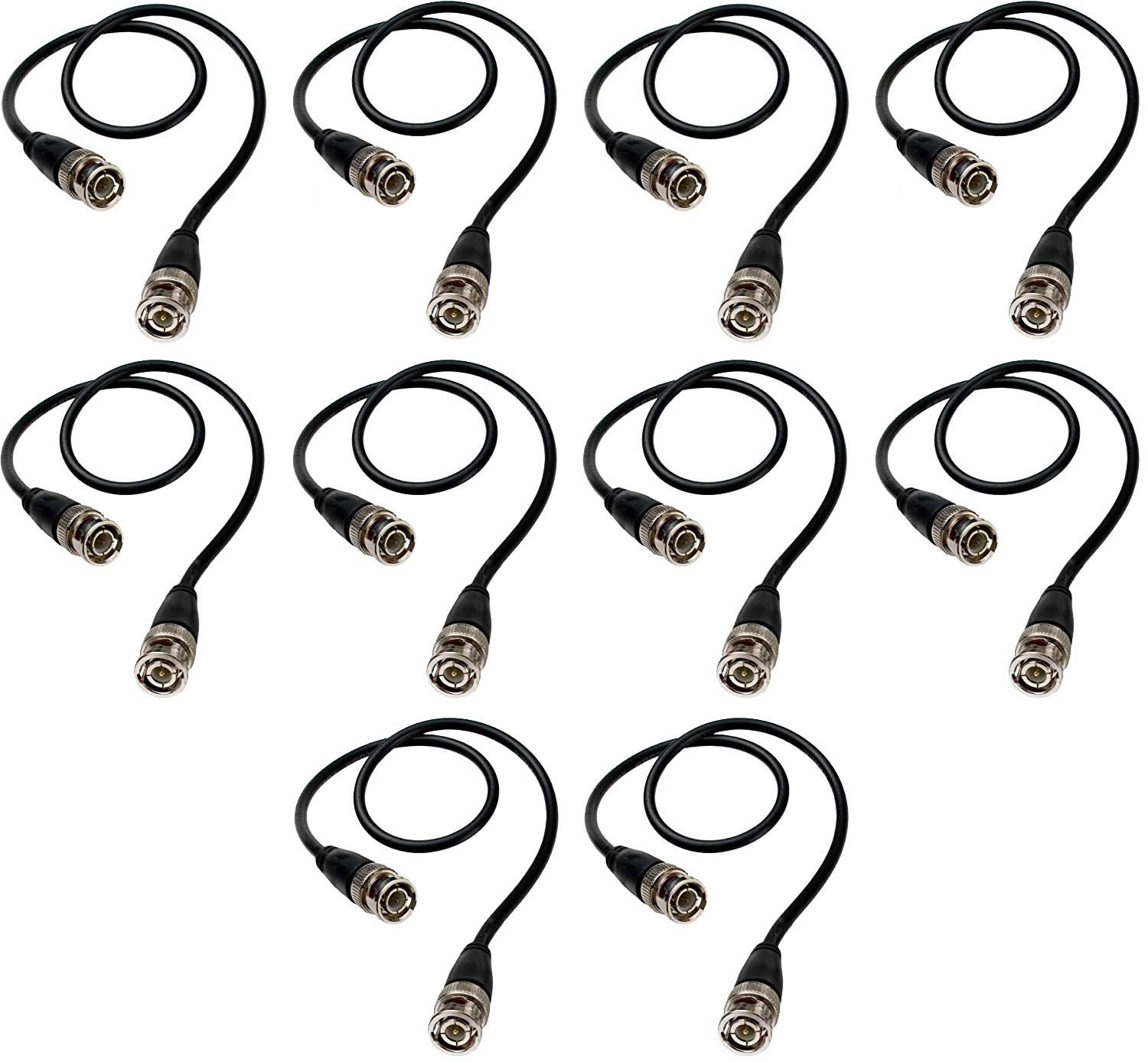 Triplett GEM RG59 Coaxial Cable Assembly with BNC Male to BNC Male Plugs, 3 Foot, 10 Pack (301-RG59-301/36-10PK)