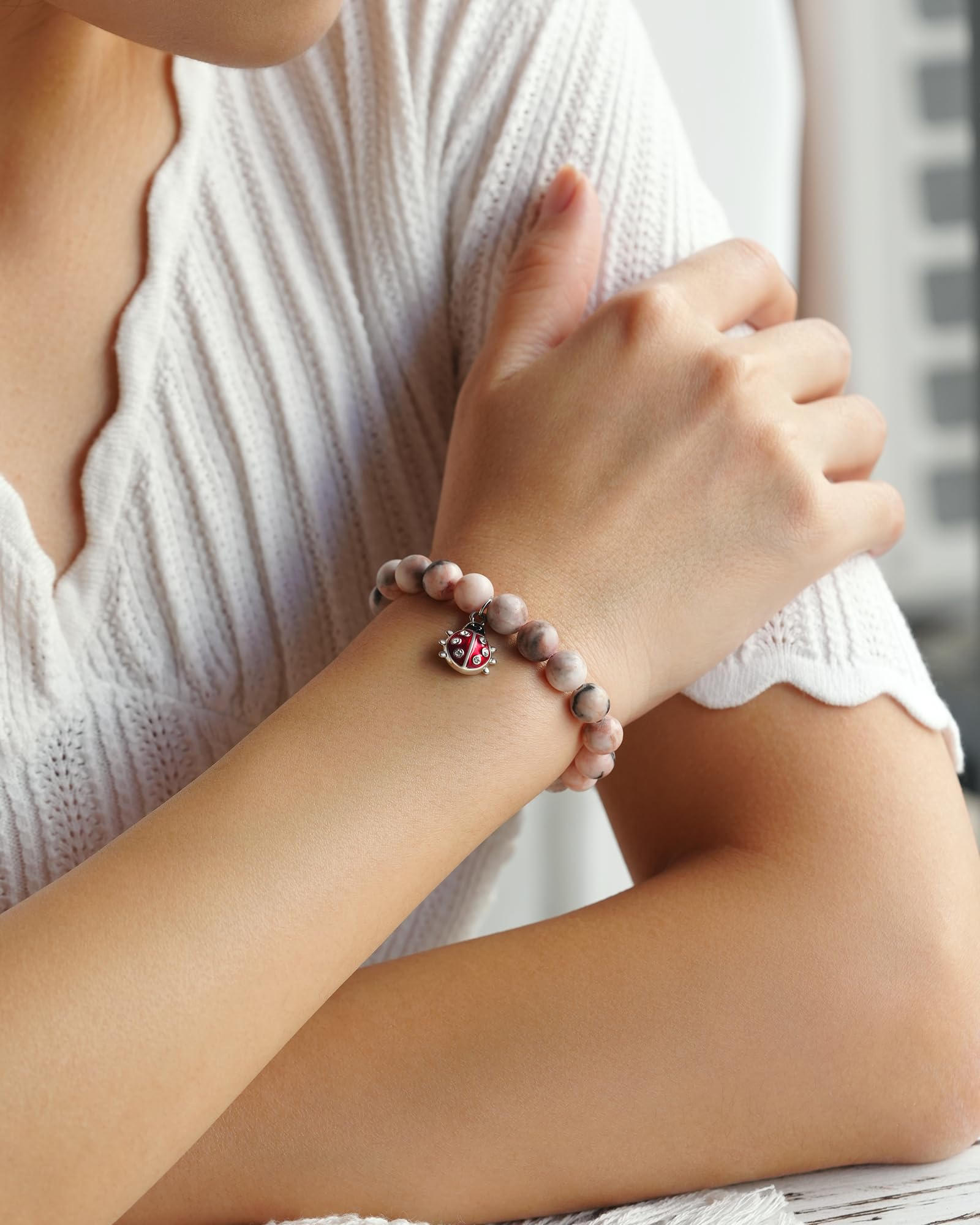 Lucky Ladybug Bracelet Good Luck Charms Gifts for Women with Message Card, Luck Will Always Stay by Your Side