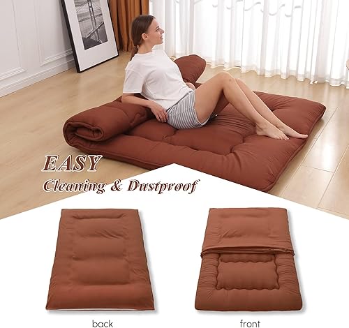 Miniatura 4 de XICIKIN Colchón japonés, colchón de futón japonés, colchón plegable, colchón enrollable de tatami con funda lavable, fácil de almacenar y portátil