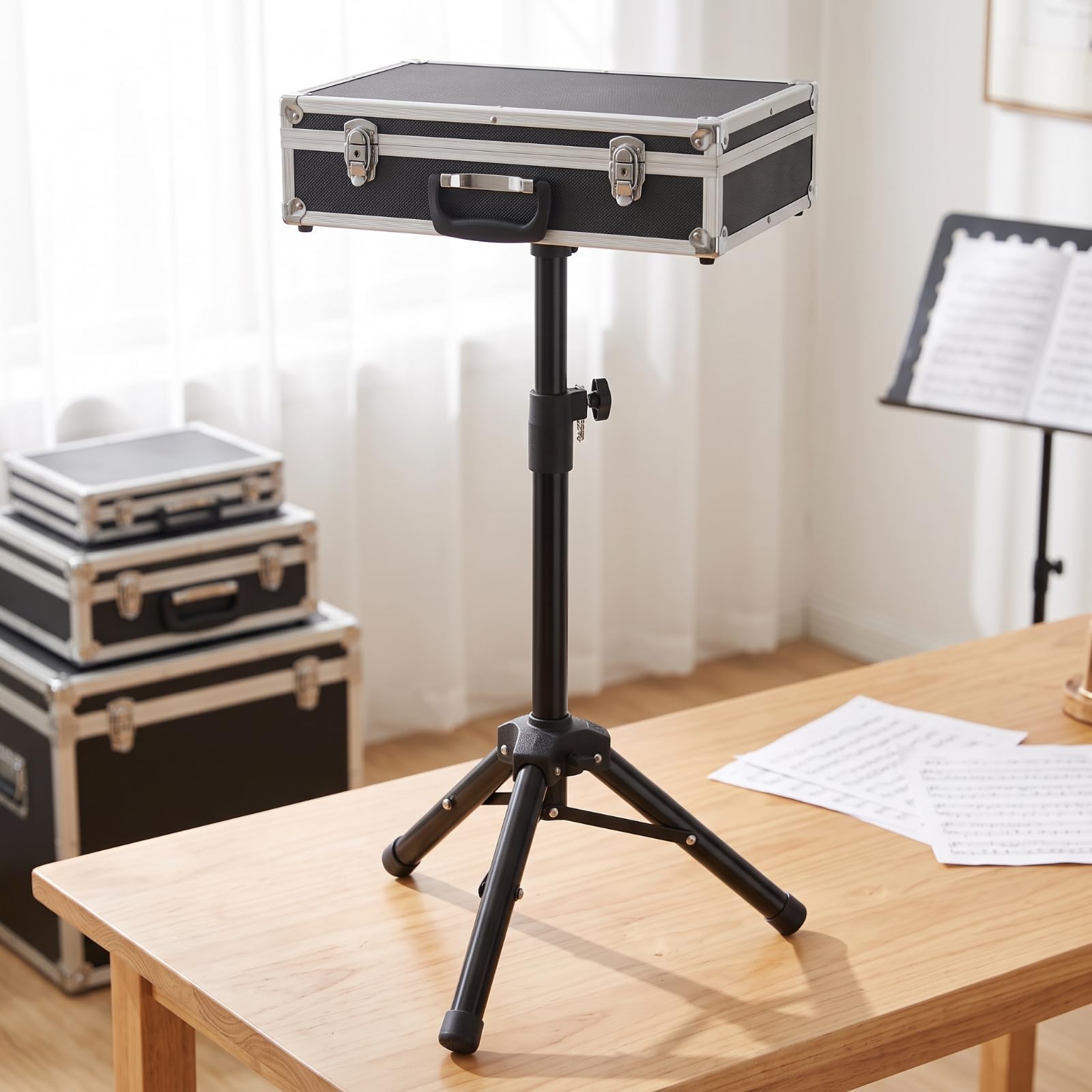 Piattaforma Palco Pieghevole Tavolo da Esibizione Portatile Tavolino da Performance Banco da Presentazione con Base Treppiede E Maniglia Valigetta | Portatile, Tavolo del prestigiatore con Treppiede, Pieghevole, per Spettacoli Teatrali, Prestigiatori