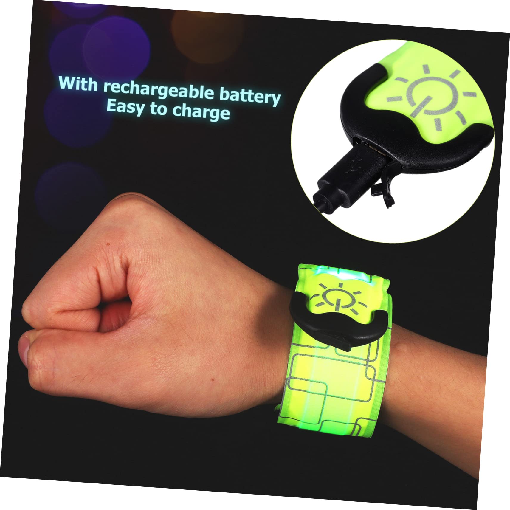 BESPORTBLE Lot De 4 Brassards Réfléchissants À LED Rechargeables 3 Modes Déclairage pour La Course Et La Marche en Toute Sécurité