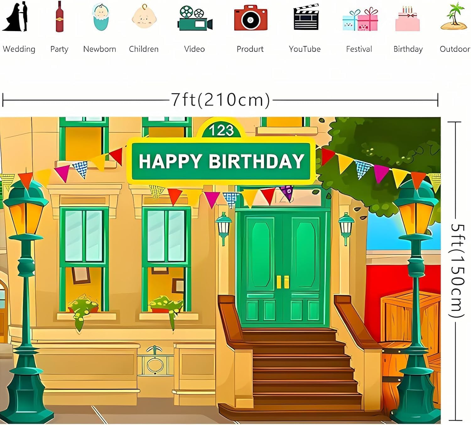 Photography Background Crayon Stationery 1st Birthday Backdrop Street House Baby Shower Background Decoration, Banner Vinyl 7x5 feet