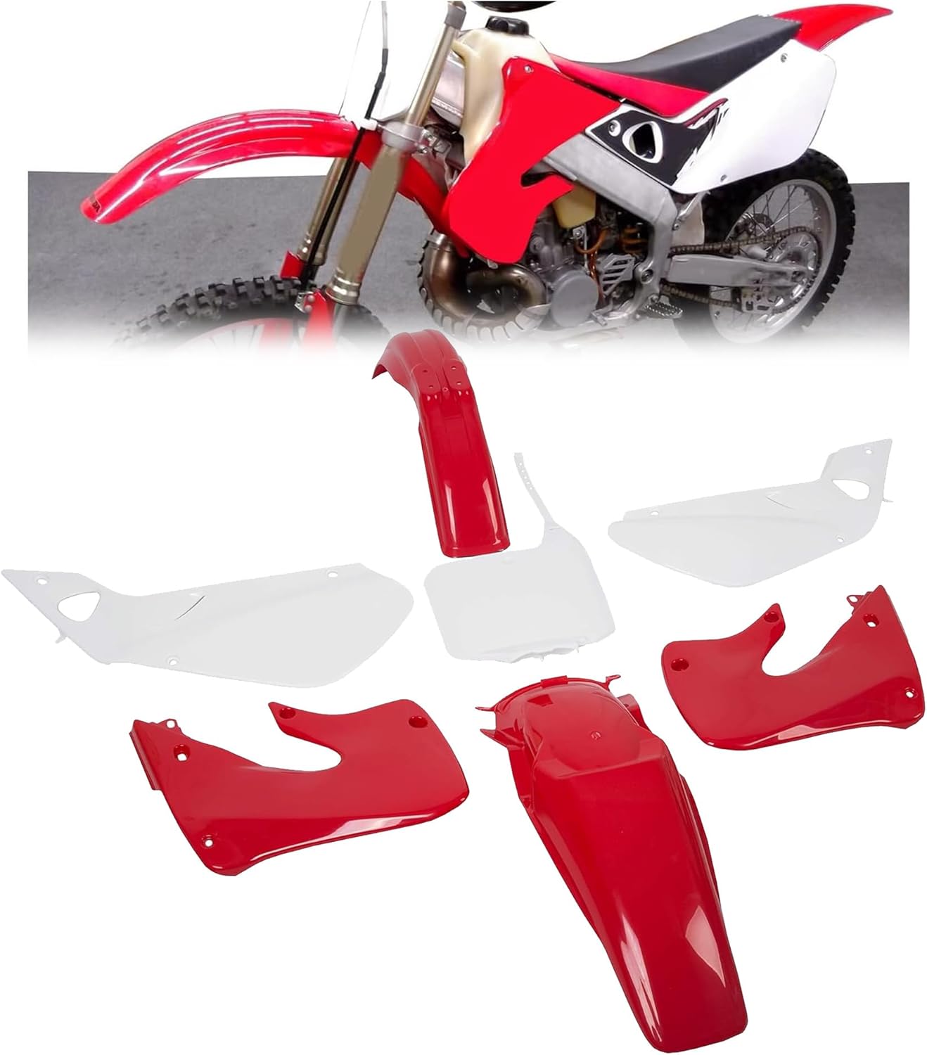 ECOTRIC Red Plastic Kit Bodywork Compatible With 1997 1998 1999 CR250 CR250R Honda