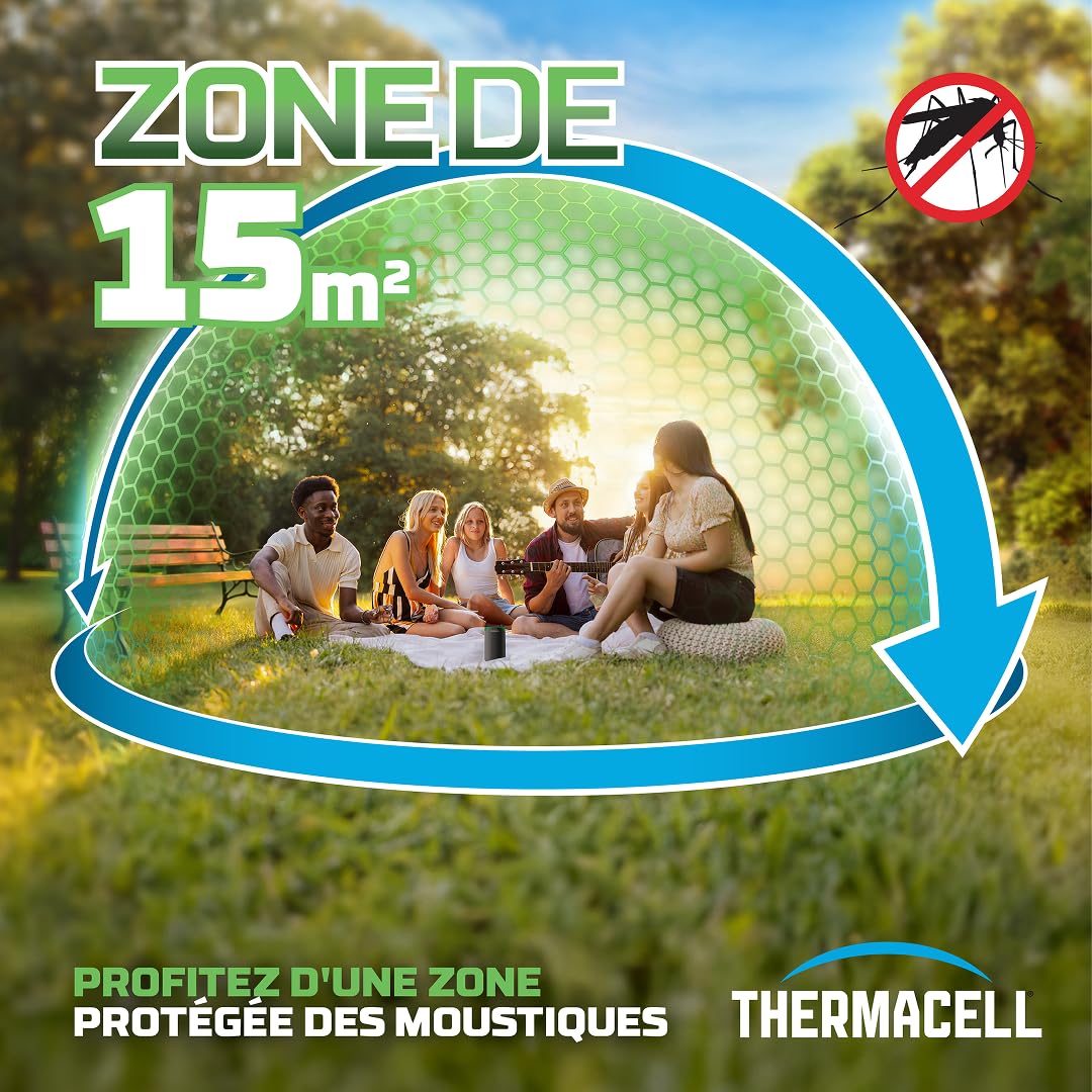 THERMACELL Diffuseur Répulsif Anti Moustiques - 15m² - 12h - Blanc | Sans Fil, Nomade - Extérieur, Jardin, Terrasse, Piscine - Effet Rapide, Inodore - Recharges Incluses - THNATHALOBLANC