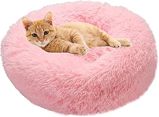 SEDOXX Soft Cat Calming Bed Donut Cat Nest Bed Plush Cozy Bed Round Dog Bed Cat Bed for Indoor Cats Small Medium Large Dogs Kitten Puppy Sofa Pet Bed,60cm,Pink2