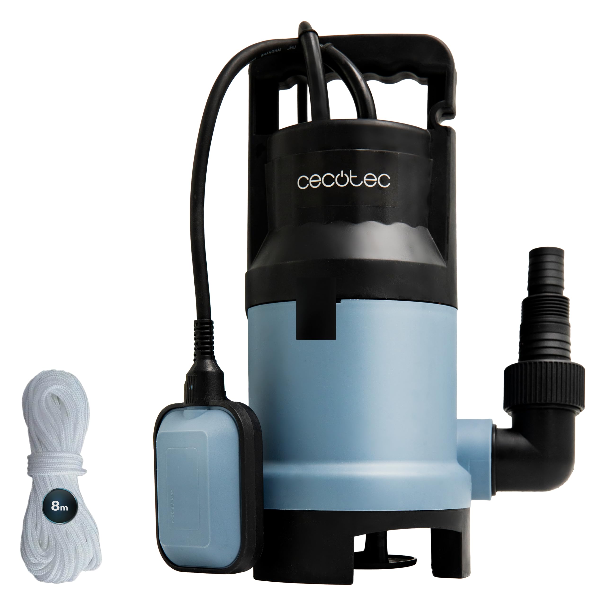 Cecotec Bomba de Aguas Sucias Axike 400 Dark. 400W, Caudal hasta 8000L/h, Altura Máx 5,5m, Profundidad 7m, Partículas hasta 25mm, Interruptor Flotante, IPX8, Cable 10m y Cuerda de Nylon 8m — view 11