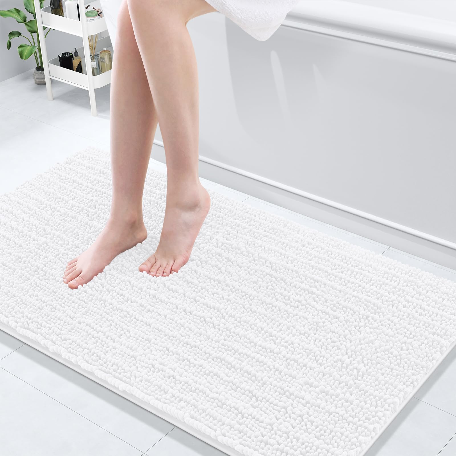 Arotive Luxury Chenille Bathroom Rug Mat, Extra Soft Thick Absorbent Shaggy Bath Rugs, Non-Slip Machine Wash Dry, Plush Bath Mats for Bathroom, Shower