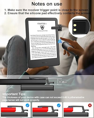 Miniatura 5 de UNIBITRI RF Remote Control Page Turner for Kindle Paperwhite Kobo eReaders, Remote Page Turner for Phone iPad iOS Android Tablets Taking Reading