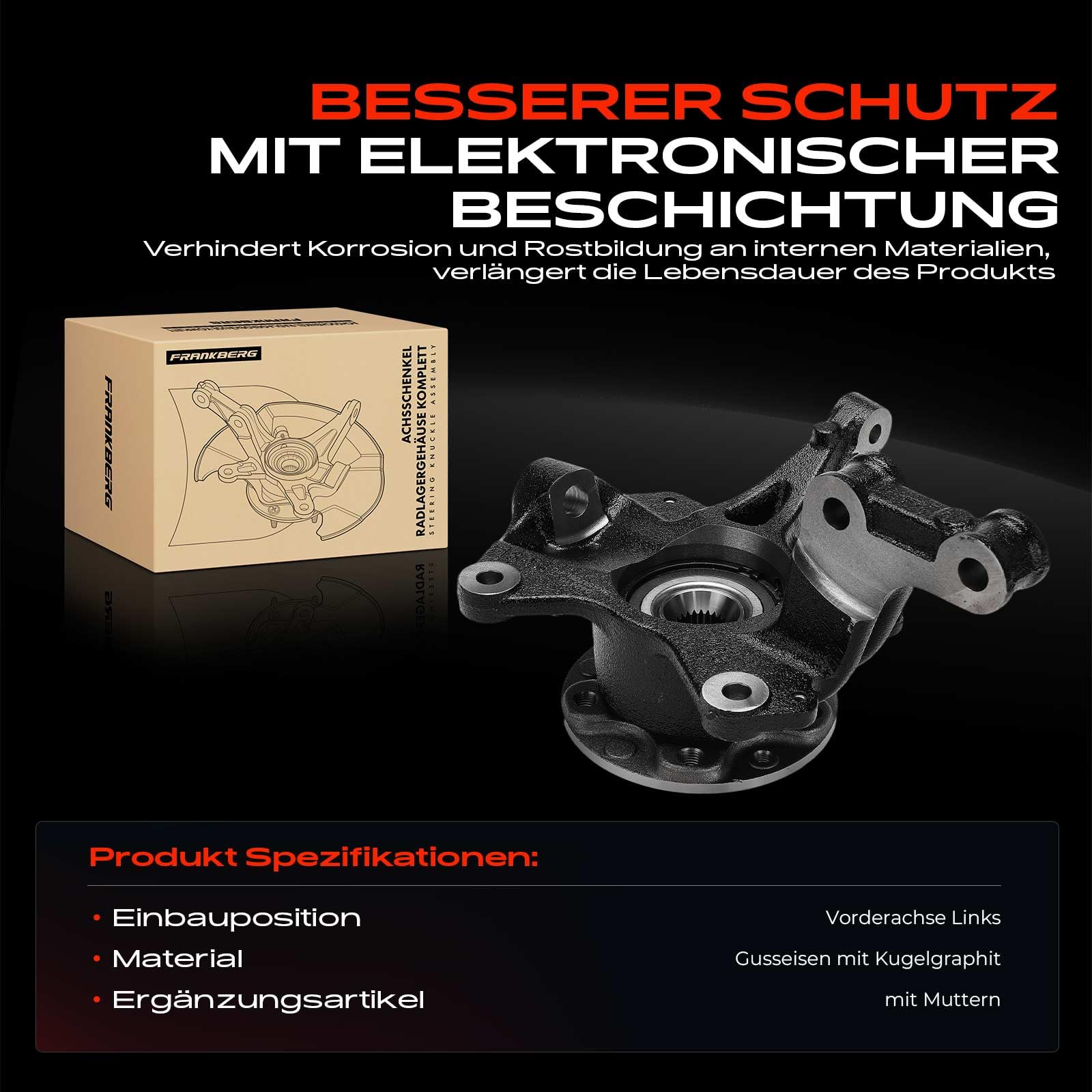 Frankberg Achsschenkel komplett Vorderachse Links Kompatibel mit M.e.g.a.n.e III Coupe DZ0/1 M.e.g.a.n.e III Schrägheck B3 BZ0/1 Scénic III JZ0/1 Replace# 400154705R