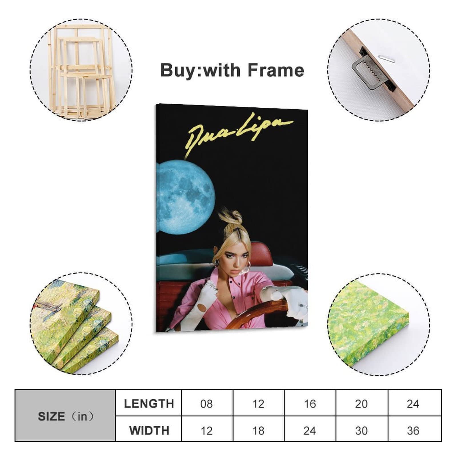Poster Sur Toile Dua Lipa - Décoration Murale Chambre 20x30 Cm - Style Sans Cadre - Artiste Pop - 12