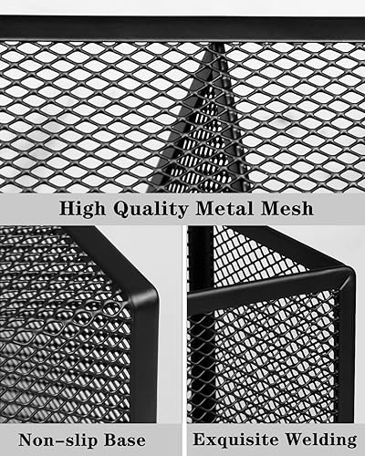 Miniatura 2 de QYH Portalápices con 4 compartimentos, malla metálica para guardar lápices, vasos y brochas de maquillaje para accesorios de escritorio de oficina